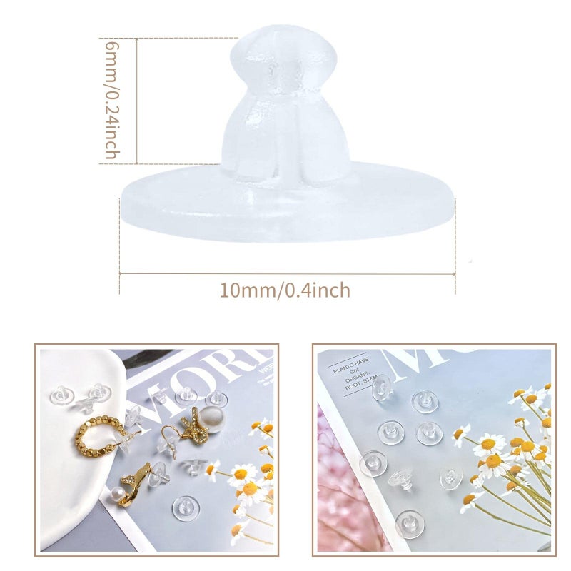 KASBEE Earring Backings, 200PCS Rubber Earring Backs with Pad, Silicone Earring Back Replacement, Soft Jewelry Findings - Image 5